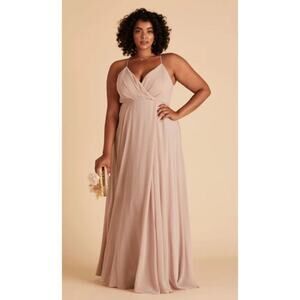 Birdy Grey Bridesmaid Dress Womens Curve 2X Taupe Kaia Surplice Chiffon NWT